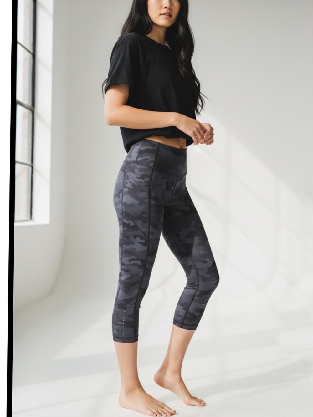 LULULEMON Fast Free Crop II 19” Nulix Leggings in Incognito Camo Multi Grey, 6
